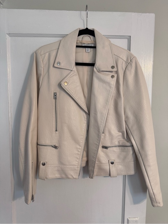 Topshop Jackets & Blazers - Womens Cream Faux Leather Moto Jacket